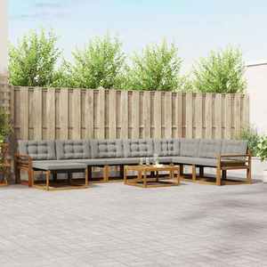 vidaXL Set de canapele de exterior 9 pcs Gri natural și deschis imagine