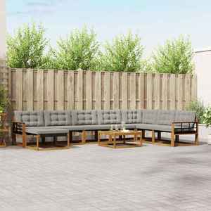vidaXL Set de canapele de exterior 9 pcs Gri natural și deschis imagine