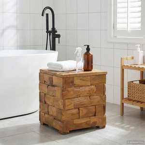 vidaXL Scaun cu Depozitare Maro 40 x 40 x 45 cm Lemn solid de tec imagine