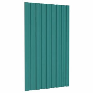 vidaXL Panou de acoperiș 12 pcs Verde 80 x 45 cm Oțel galvanizat imagine