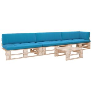 vidaXL Set mobilier paleți cu perne, 4 piese, lemn de pin tratat imagine
