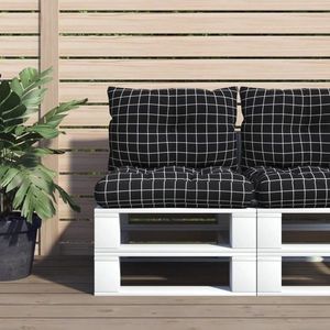 vidaXL Perne pentru paleți, 2 buc, negru, model carouri, textil oxford imagine