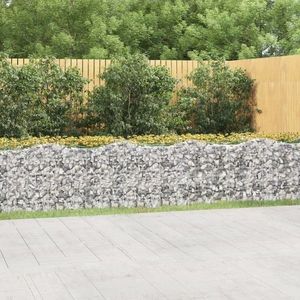 vidaXL Strat înălțat cu gabion arcuit, 600x100x100 cm, fier galvanizat imagine