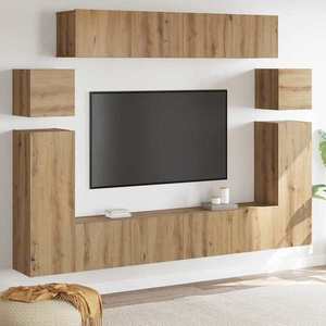 vidaXL Set comodă TV 8 pcs Maro 30, 5 x 30 x 90 cm Lemn compozit imagine