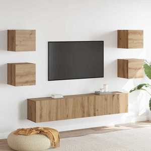 vidaXL Set comodă TV Pe perete 6 pcs Maro Lemn compozit imagine