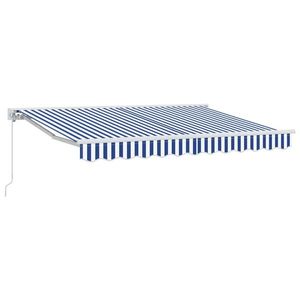 vidaXL Copertină retractabilă manuală Albastru și Alb 3, 5 x 2, 5 m imagine