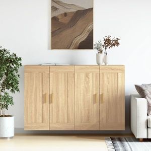 vidaXL Dulapuri montate pe perete 2 buc stejar Sonoma, lemn prelucrat imagine