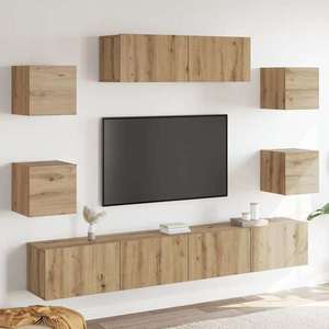 vidaXL Set dulap TV 7 piese montat pe perete Stejar artizanal imagine