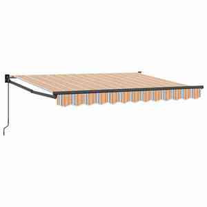 vidaXL Copertină retractabilă manuală Portocaliu, Gri și Albastru imagine