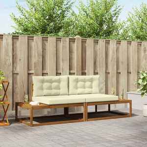 vidaXL Set de canapele de exterior cu pernă 2 Bucată Natural și Crem imagine