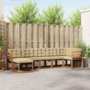 vidaXL Set de canapele de exterior cu pernă 7 pcs Natural și Bej imagine