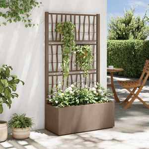 vidaXL Ghiveci de grădină cu trellis Maro 80 x 36 x 140 cm PP imagine