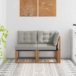 vidaXL Canapea de exterior din mijloc și colț 2 Bucată natural imagine