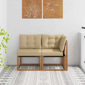 vidaXL Canapea de exterior din mijloc și colț 2 Bucată natural imagine