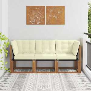 vidaXL Canapea de exterior din mijloc și colț 3 Bucată natural imagine