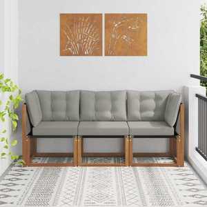 vidaXL Canapea de exterior din mijloc și colț 3 Bucată natural imagine