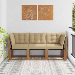 vidaXL Canapea de exterior din mijloc și colț 3 Bucată natural imagine