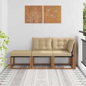 vidaXL Unități de canapea modulară de exterior 3 Bucată Natural și Bej imagine