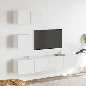 vidaXL Set dulap TV, 4 piese, alb, lemn prelucrat imagine