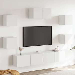 vidaXL Set dulap TV, 7 piese, alb, lemn prelucrat imagine