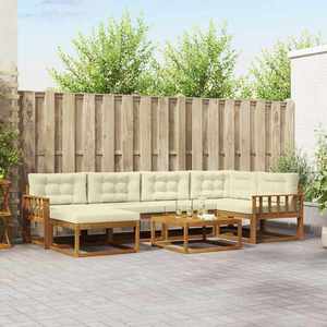 vidaXL Set de canapele de exterior cu pernă 7 pcs Natural și Crem imagine