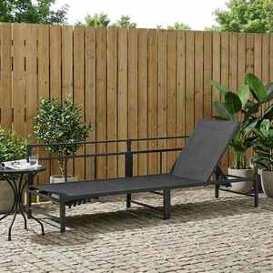 vidaXL Șezlong Negru 200 x 62 x 59, 5 cm Textilenă imagine