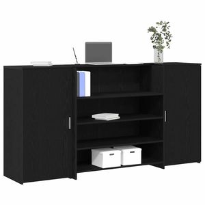 vidaXL Birou de recepție din stejar negru 200x50x103, 5 cm, lemn stratificat imagine