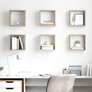 vidaXL Rafturi de perete cub 6 buc. stejar sonoma 26x15x26 cm imagine