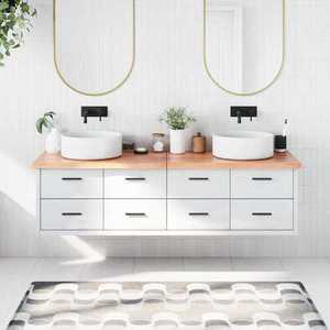 vidaXL Blat de baie, maro deschis, 180x40x(2-4) cm, lemn masiv tratat imagine