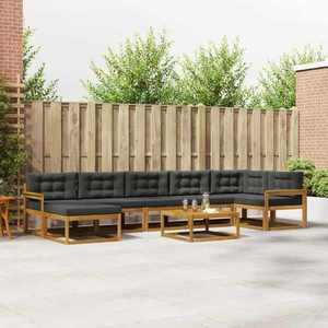 vidaXL Set de canapele de exterior cu pernă 8 pcs Natural și Antracit imagine