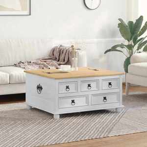 vidaXL storage box cu sertar Alb 90 x 78 x 45 cm Lemn de pin masiv imagine