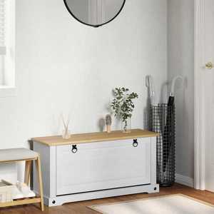 vidaXL Dulap pentru pantofi cu raft Corona Alb 99 x 32 x 49 cm imagine