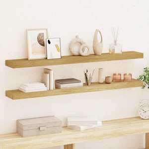 vidaXL Rafturi de perete, 2 buc., 110x15x4 cm, lemn masiv de tec imagine