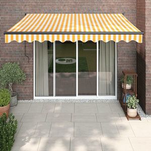 vidaXL Copertină retractabilă automată, galben și alb, 3x2, 5 m imagine
