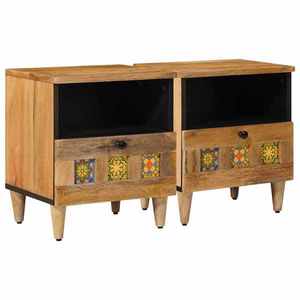 vidaXL Dulap de noapte cu sertar 2 pcs natural 40 x 33 x 46 cm imagine