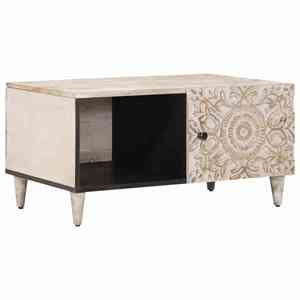 vidaXL Masă de cafea Alb 80 x 50 x 40 cm Lemn de mango solid imagine