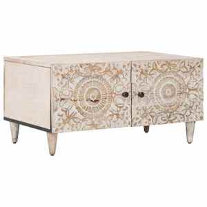 vidaXL Masă de cafea Alb 80 x 50 x 40 cm Lemn de mango solid imagine