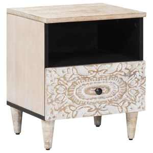 vidaXL Dulap pentru pat Alb 40 x 33 x 46 cm Lemn de mango solid imagine