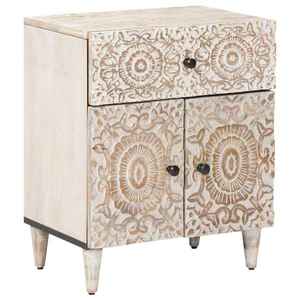 vidaXL Dulap pentru pat Alb 50 x 33 x 60 cm Lemn de mango solid imagine