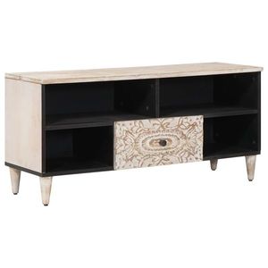 vidaXL Cabinet TV cu sertar Alb 100 x 33, 5 x 46 cm Lemn de mango solid imagine