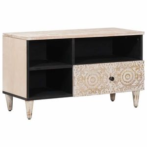 vidaXL Cabinet TV cu sertar Alb 80 x 33, 5 x 46 cm Lemn de mango solid imagine