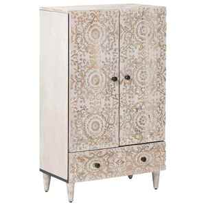 vidaXL Șifonier Înalt Alb 60 x 33, 5 x 100 cm Lemn de mango solid imagine