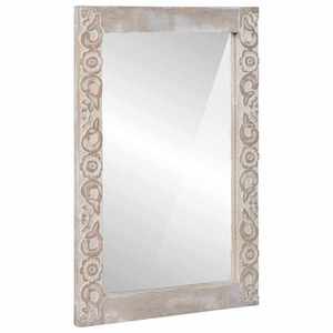 vidaXL Oglindă pentru baie Alb 70 x 50 x 2, 5 cm Lemn de mango solid imagine