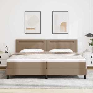 vidaXL Pat cu arcuri cu led Cappuccino 200 x 200 cm Piele artificială imagine