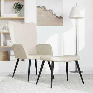 vidaXL Scaun de relaxare cu taburet, alb crem, catifea imagine