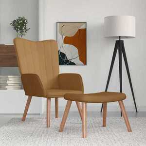 vidaXL Scaun de relaxare cu taburet, maro, catifea imagine
