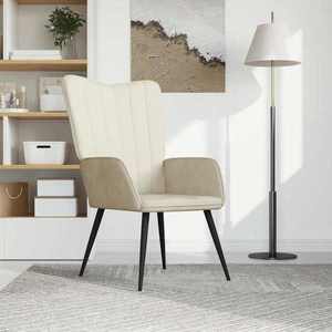 vidaXL Scaun de relaxare, alb crem, catifea imagine