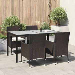 vidaXL Set mobilier de exterior cu perne, 5 piese, maro, poliratan imagine