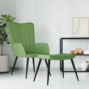 vidaXL Scaun de relaxare cu taburet, verde deschis, catifea imagine