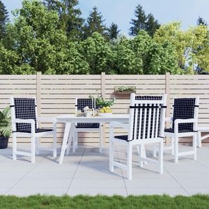 vidaXL Perne de scaun spătar jos, 4 buc. negru, model carouri, textil imagine